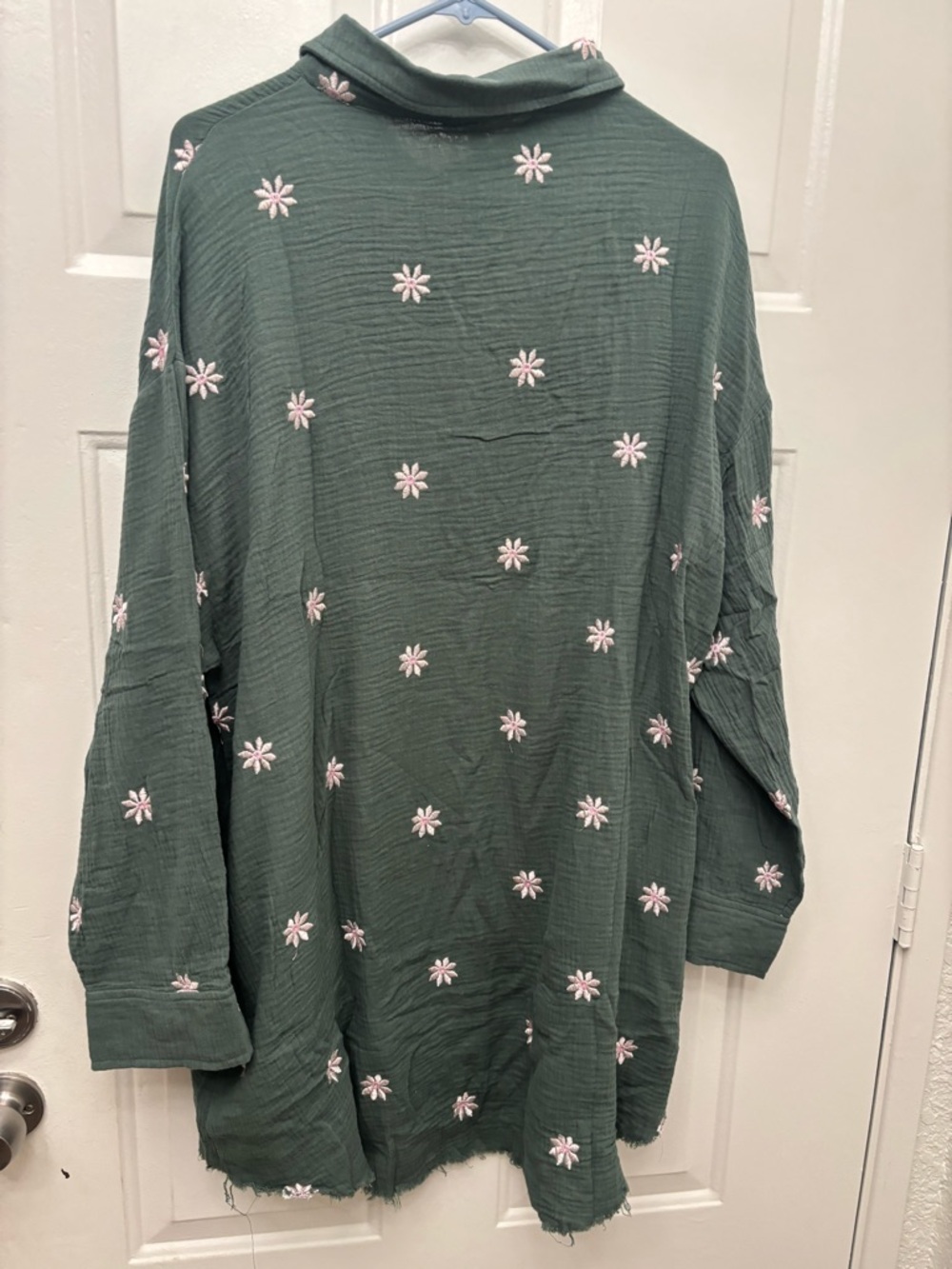 Blue velvet 100% Cotton Green Embroidered Mini Dress - Picture 2 of 7